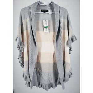 New NWT Joseph A. Open Front Cardigan Sweater Poncho Textured‎ Woven Knit Large